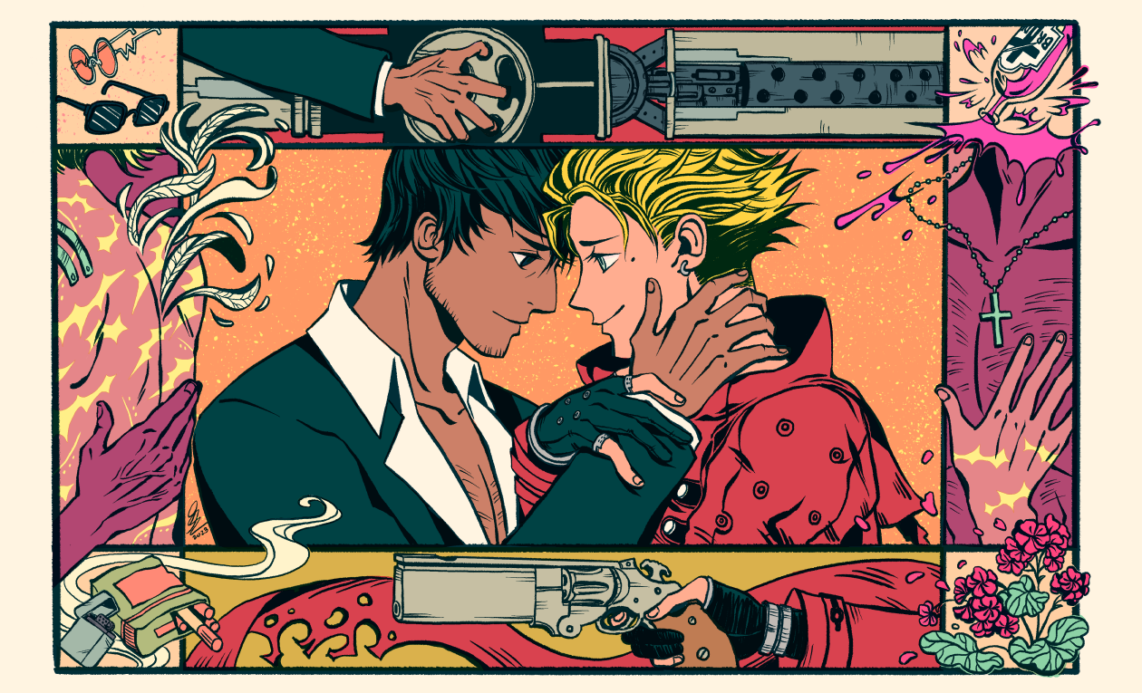 The digital illustration before riso printing.